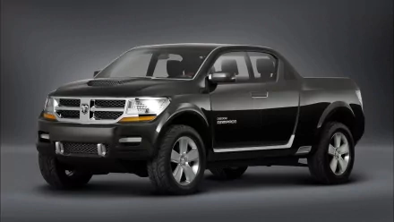 HD desktop wallpaper featuring a sleek black Dodge Rampage vehicle against a gray gradient background.