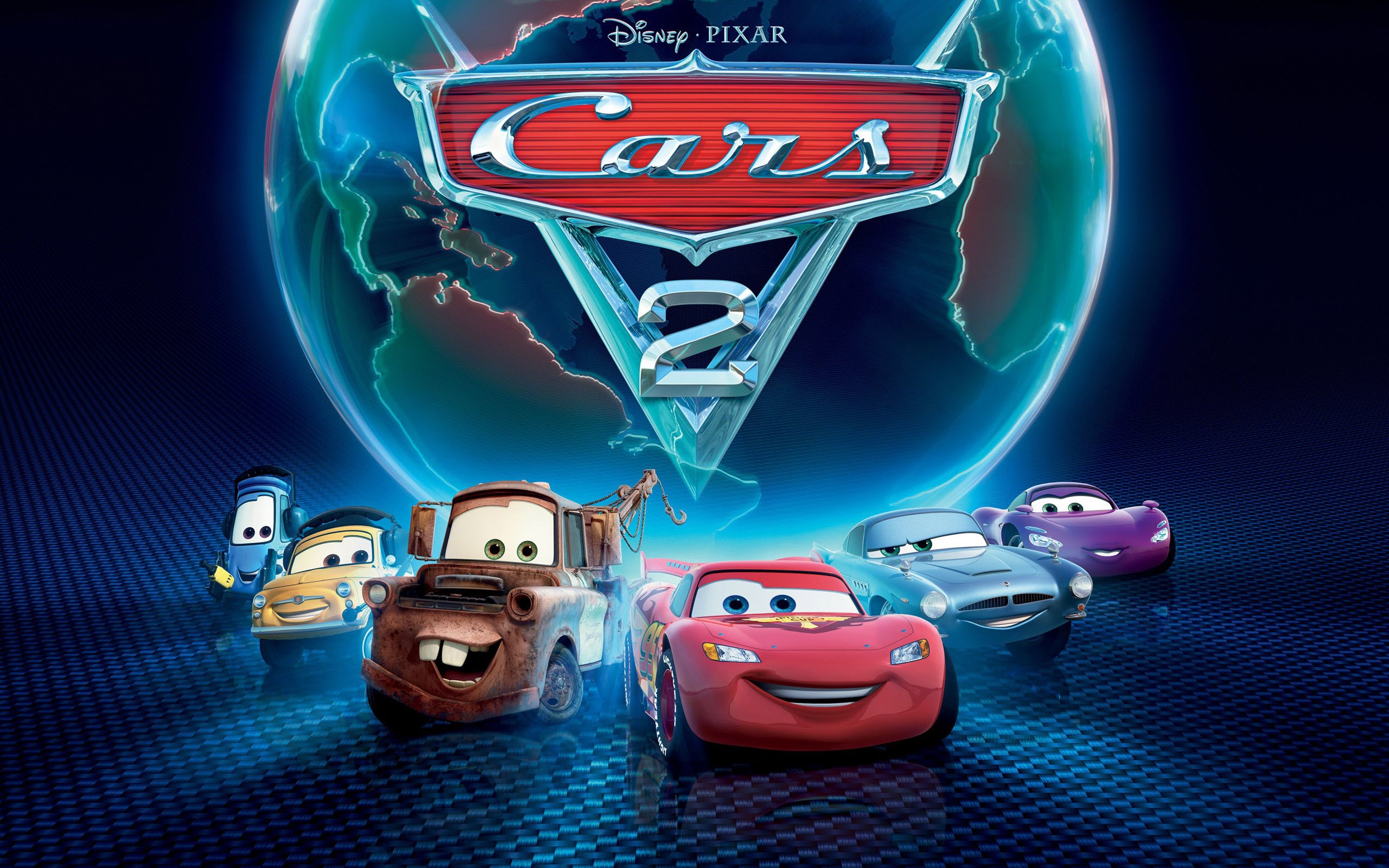 Movie poster for Cars 2 with vibrant colors and characters in action, providing a dynamic and exciting feel.