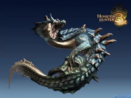 HD PC desktop wallpaper featuring Lagiacrus, the aquatic monster from the video game Monster Hunter 3.