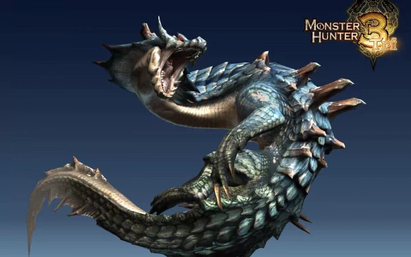 HD PC desktop wallpaper featuring Lagiacrus, the aquatic monster from the video game Monster Hunter 3.