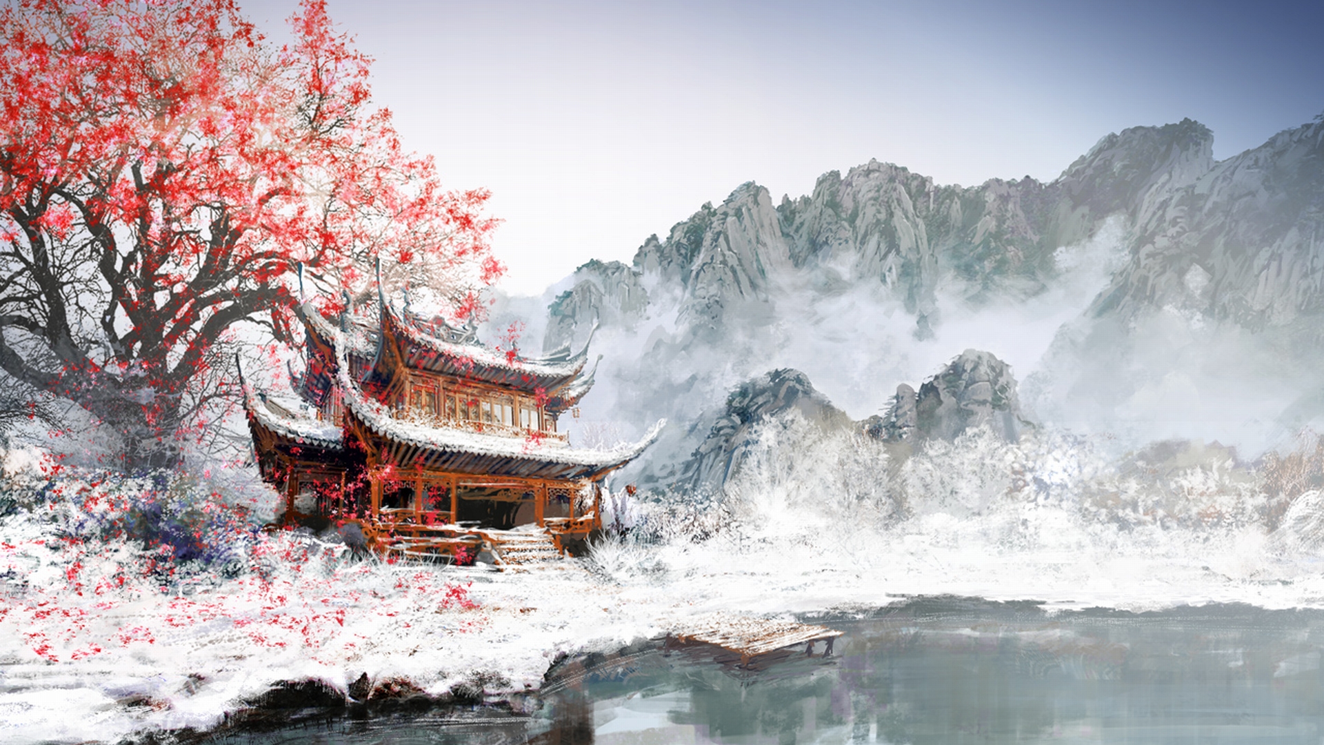 Lone Temple in the Snow