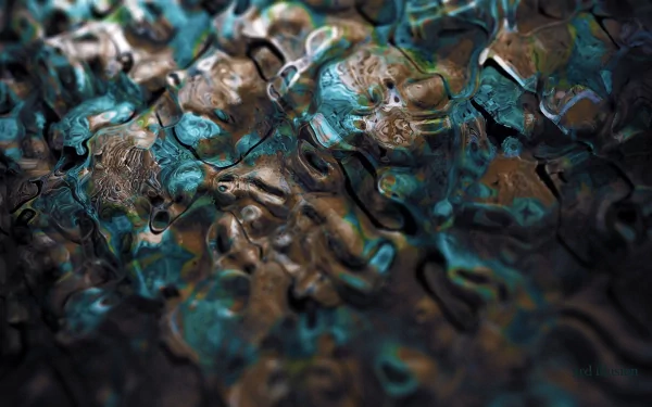 Abstract HD desktop wallpaper featuring a cool, textured metal surface with blue and dark tones, creating a dynamic and intricate visual effect.