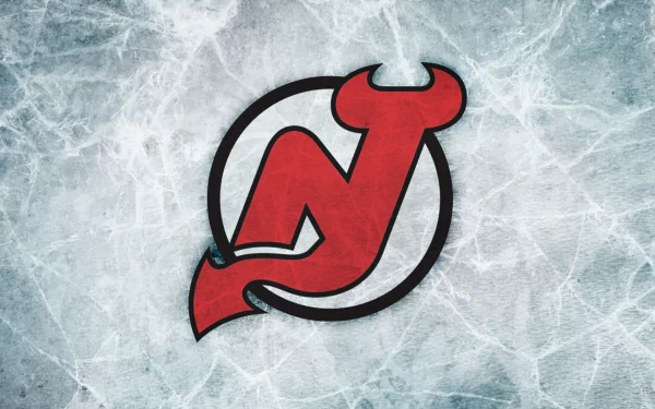 HD PC desktop wallpaper featuring the New Jersey Devils logo against a textured icy background, representing the sports team's identity and spirit.