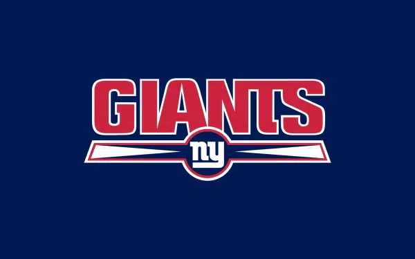 HD PC desktop wallpaper featuring the New York Giants logo with bold red and white text on a deep blue background, representing the NFL sports team.