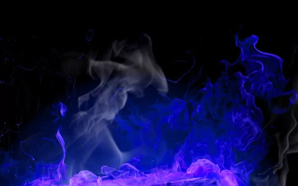 Artistic depiction of blue and purple flames against a dark background, featured in a stunning HD desktop wallpaper.