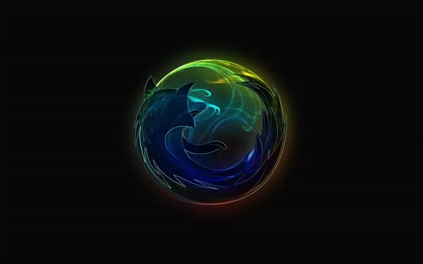 A vibrant HD desktop wallpaper featuring the FireFox logo, artistically rendered in swirling colors against a dark background, embodying modern technology aesthetics.