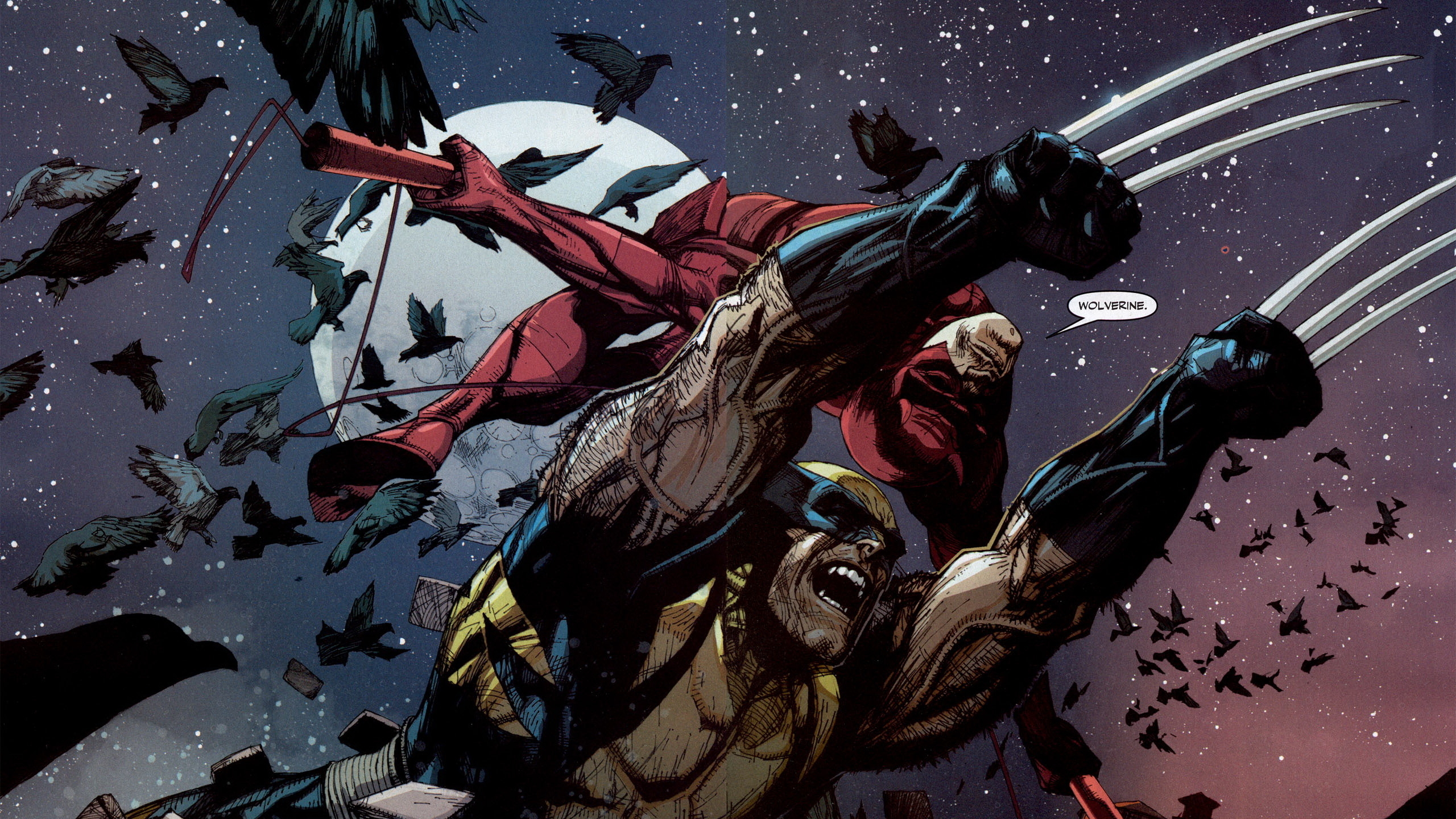 Daredevil and Wolverine in a Marvel Comics inspired desktop wallpaper.