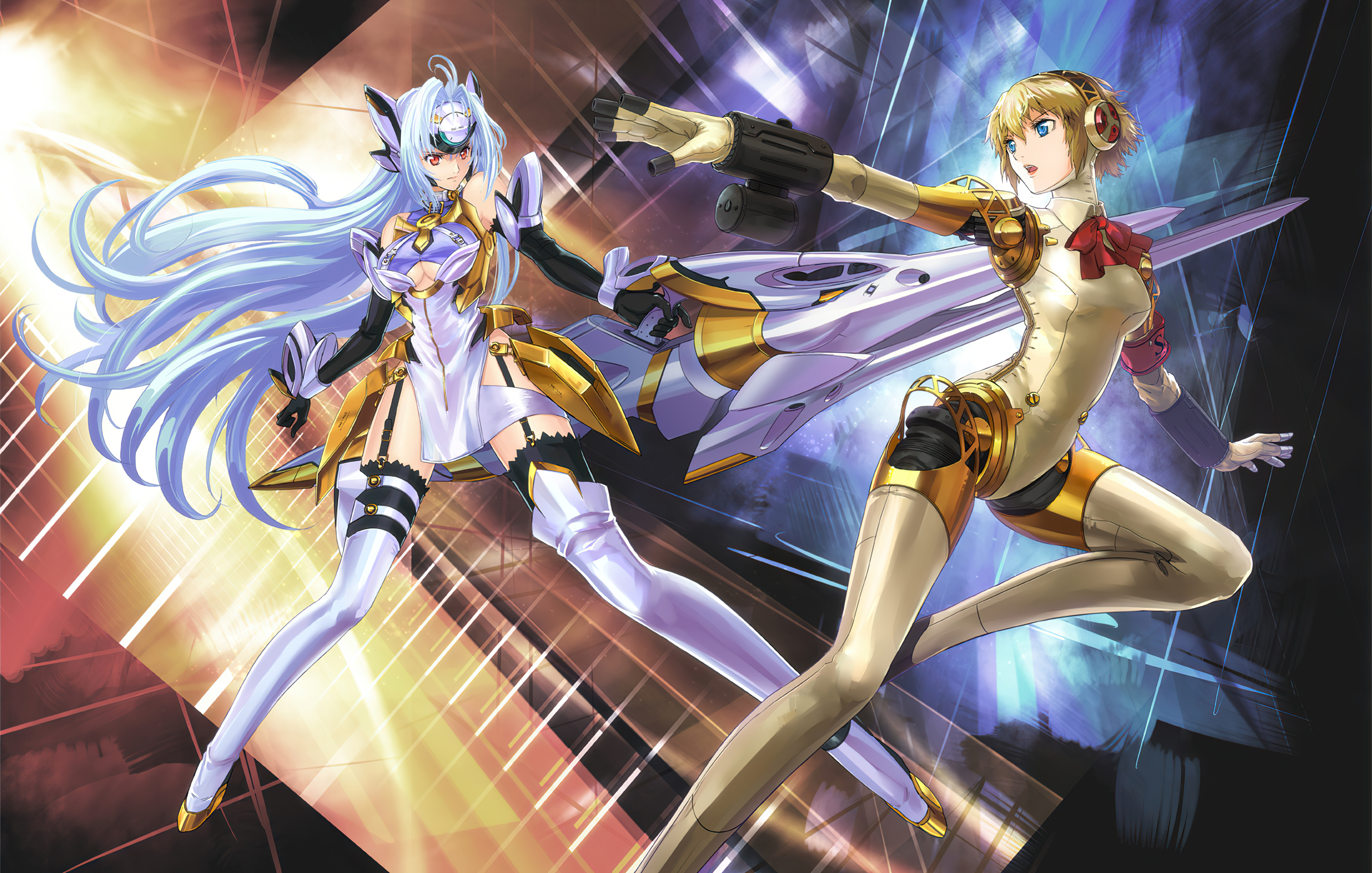 Video game crossover featuring Aigis from Persona and KOS-MOS from Xenosaga.