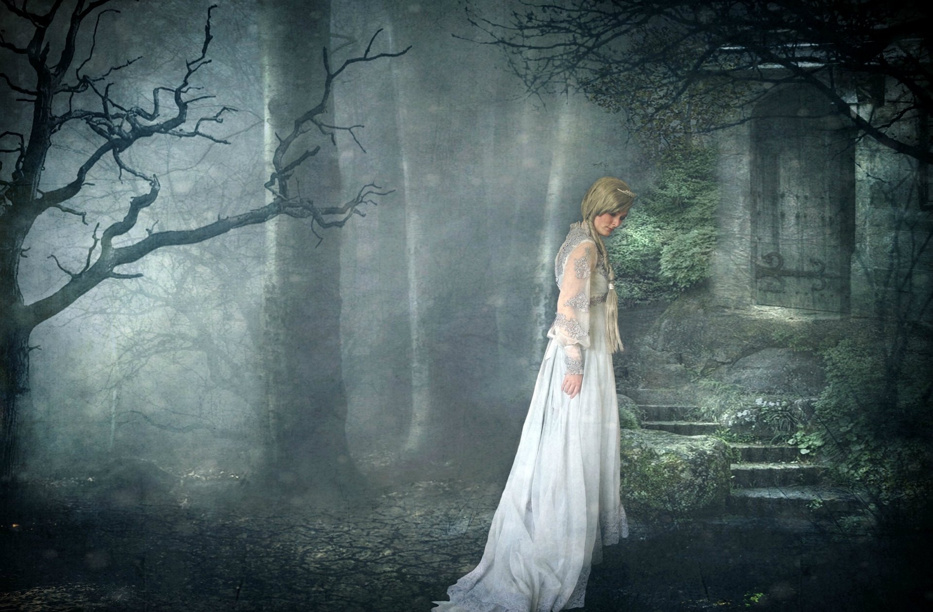 Девушка в лесу фэнтези платье