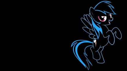 A vibrant HD wallpaper featuring Rainbow Dash from My Little Pony: Friendship Is Magic, showcasing her iconic blue mane and playful pose against a black background.