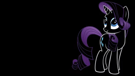 A vibrant 4K Ultra HD wallpaper featuring Rarity, the stylish unicorn from *My Little Pony: Friendship Is Magic*, set against a black background, showcasing her magical charm.