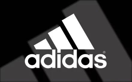An HD desktop wallpaper featuring the iconic Adidas logo against a sleek black background, showcasing a modern, man-made design.