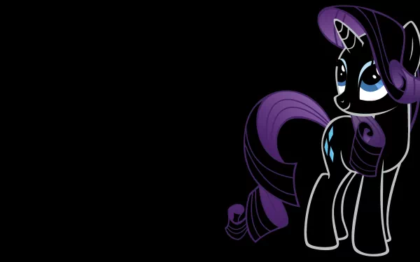 A vibrant 4K Ultra HD wallpaper featuring Rarity, the stylish unicorn from *My Little Pony: Friendship Is Magic*, set against a black background, showcasing her magical charm.