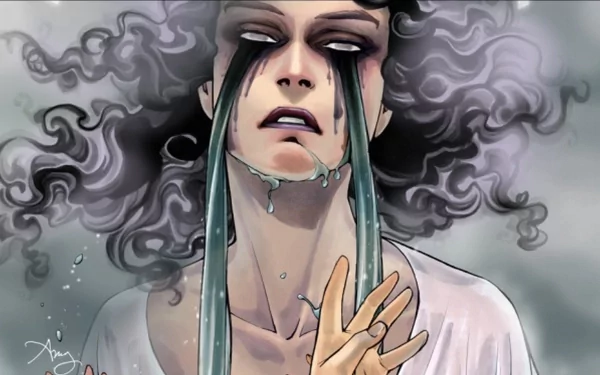 HD PC desktop wallpaper featuring a dramatic comic-style illustration of Batwoman with tears streaming down her face and flowing curly hair.