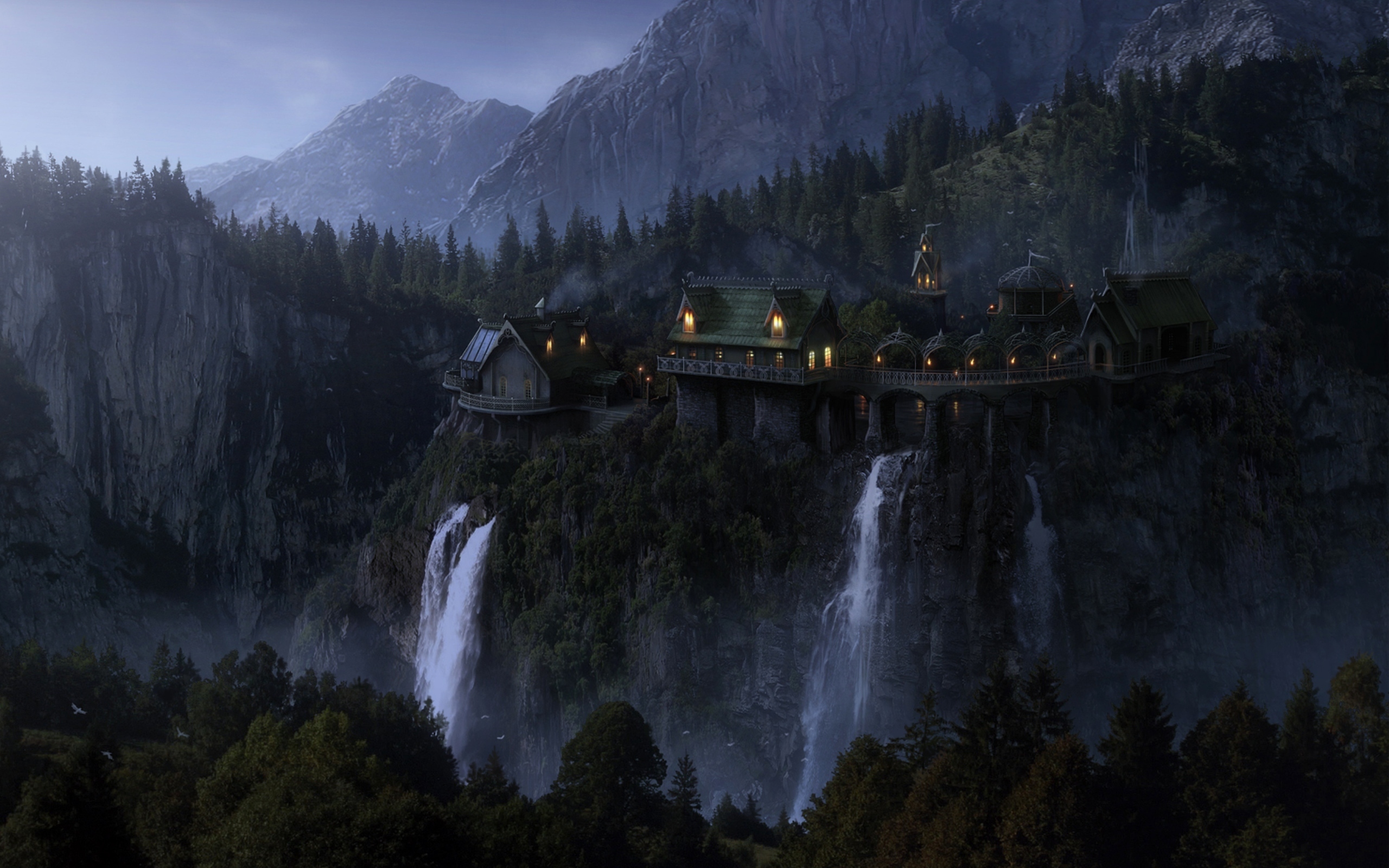 A mystical Lord of the Rings-inspired fantasy wallpaper featuring captivating landscapes.