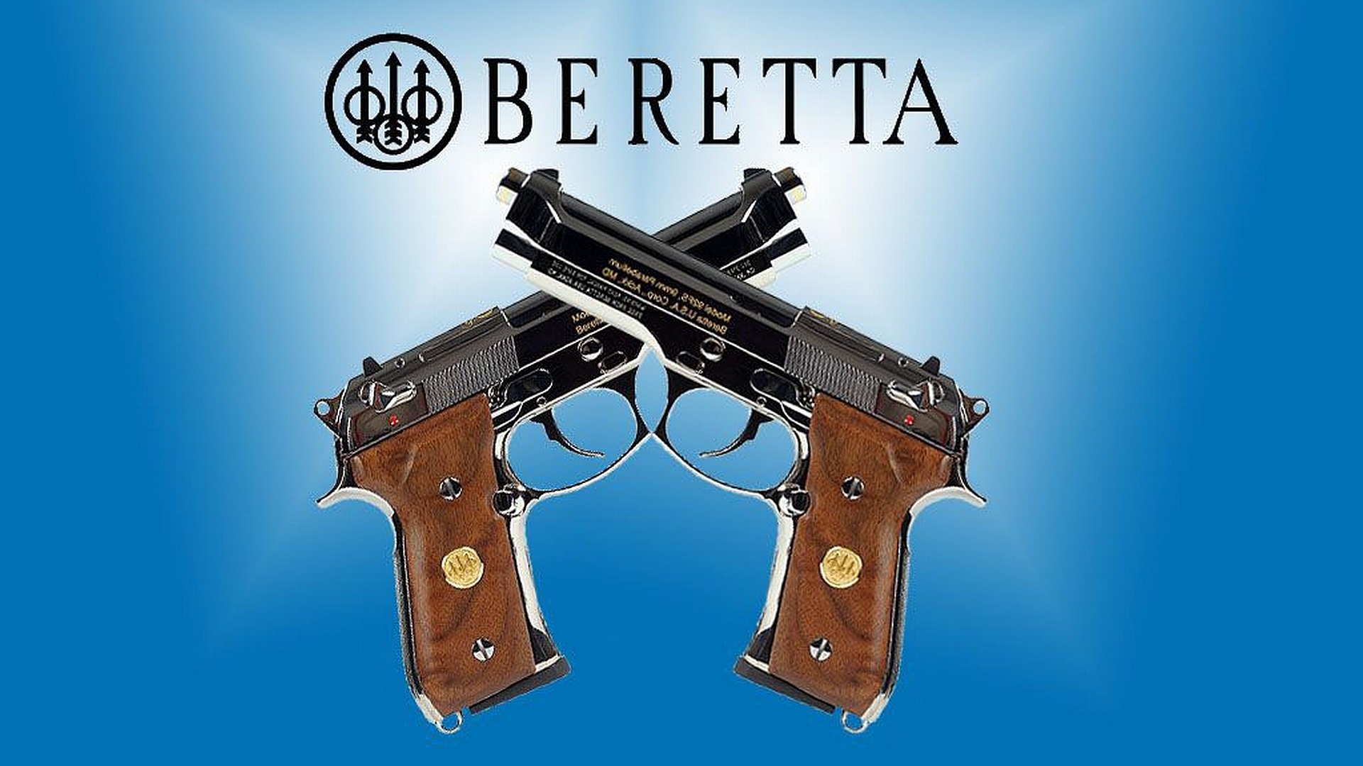 The Beretta pistol on a desktop wallpaper.