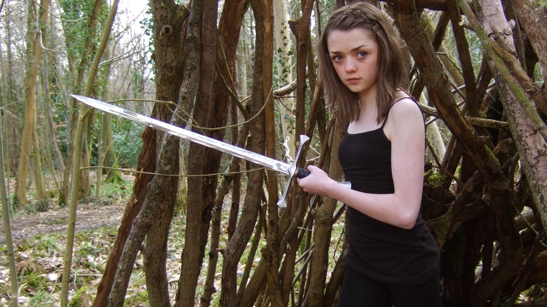 A fierce character from the popular TV show Game of Thrones - Arya Stark, played by Maisie Williams.