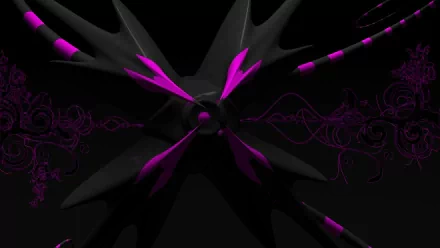 An artistic abstract design featuring sharp black shapes with vibrant pink accents, set against a dark background, creating a visually striking HD desktop wallpaper.