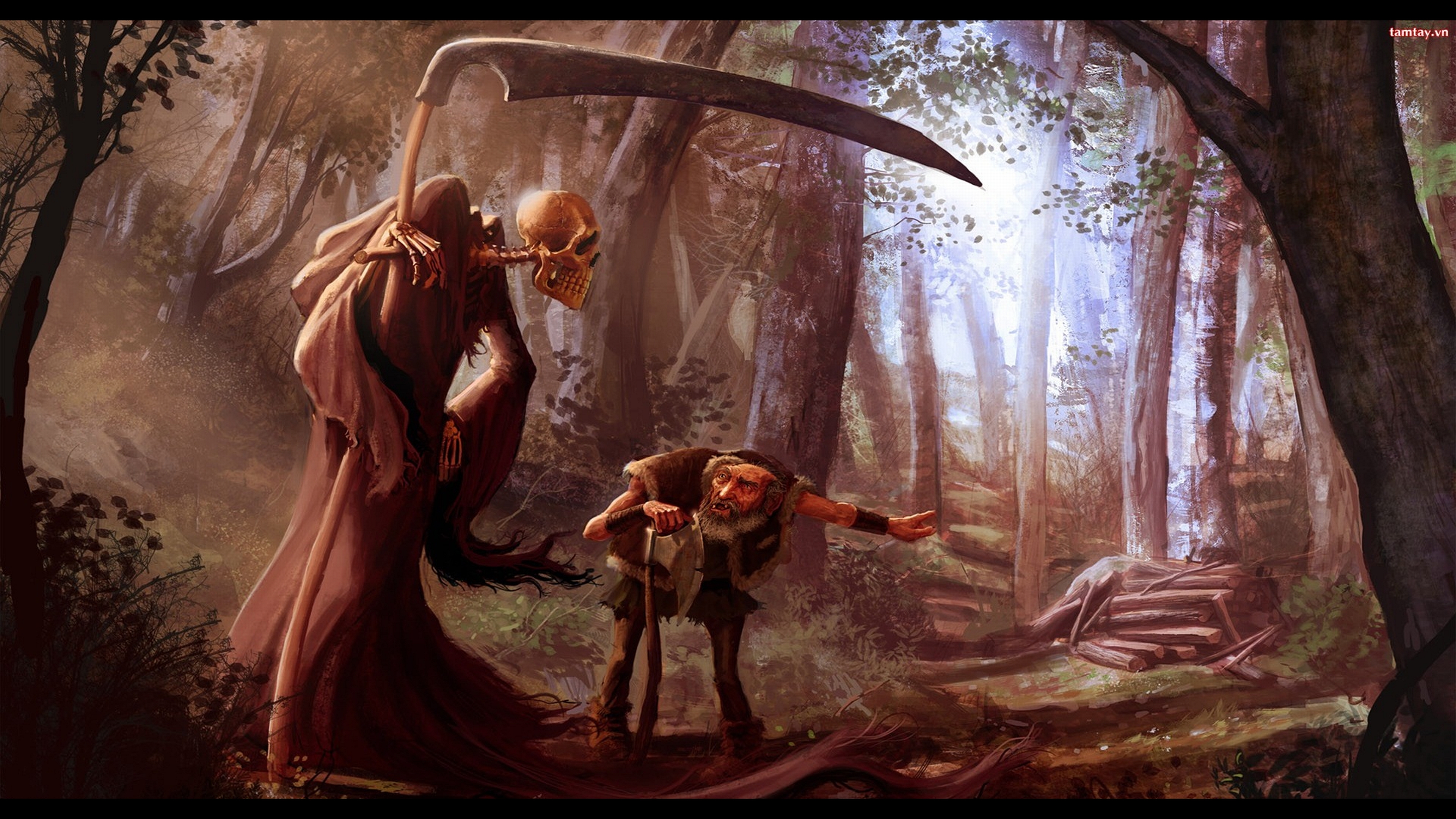 Dark and foreboding piece of art featuring a Grim Reaper with a wicked scythe.