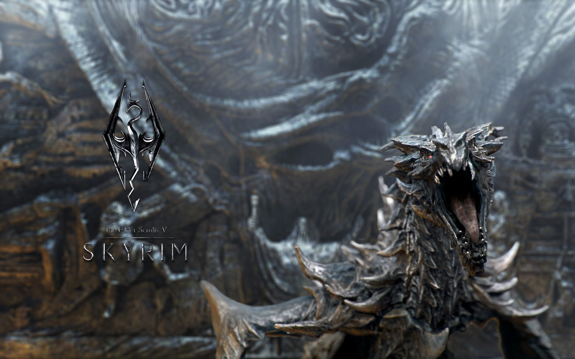Skyrim-themed desktop wallpaper with captivating video game elements.