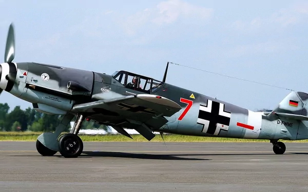 A 4K Ultra HD image of a Messerschmitt Bf 109 military aircraft, displayed as a desktop wallpaper and background.