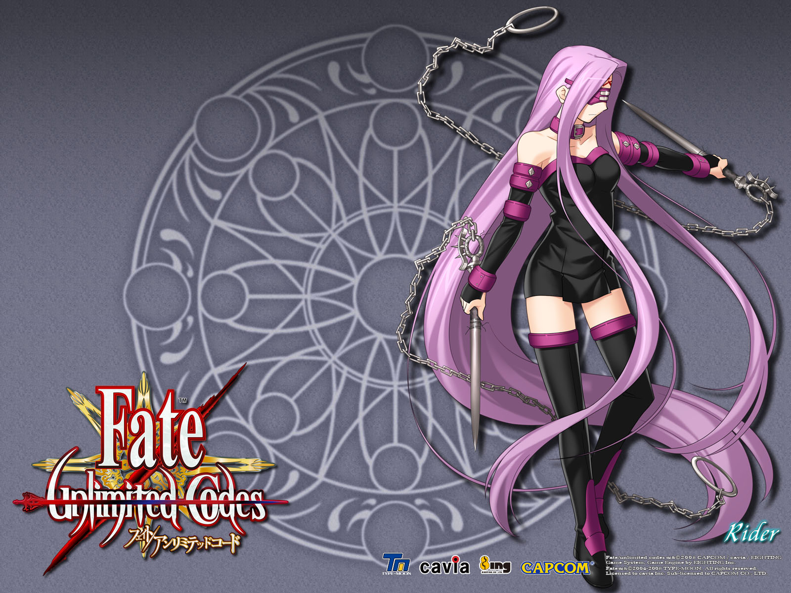 Rider character from Fate/stay night in an Anime-inspired desktop wallpaper.