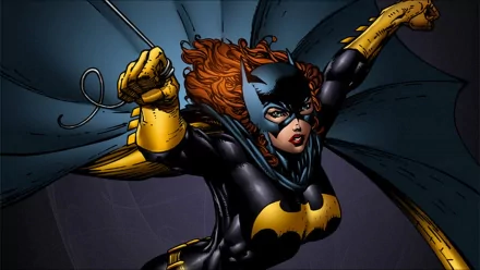 Dynamic illustration of Barbara Gordon as Batgirl, showcasing her in a powerful pose with a vibrant background. This HD wallpaper captures the essence of the iconic comic character.