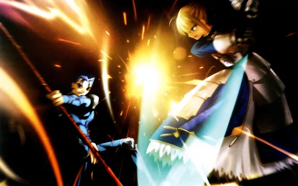 Lancer (Fate/Zero) Saber (Fate Series) Anime Fate/Zero HD Desktop Wallpaper | Background Image