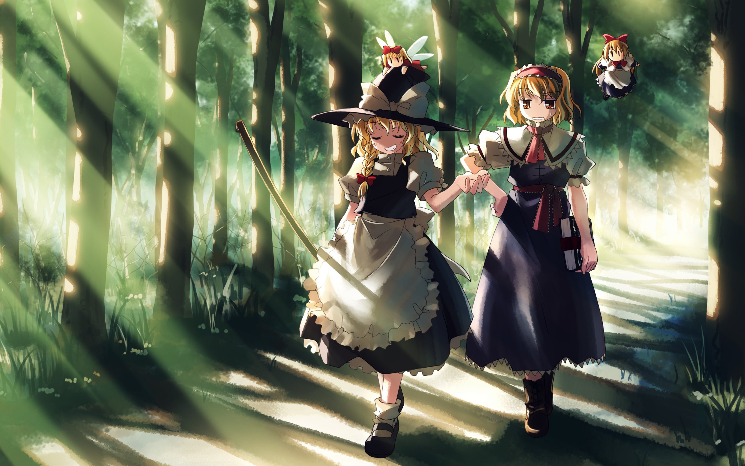 Download Forest Sunbeam Orange Eyes Short Hair Blonde Marisa Kirisame Alice Margatroid Witch 1064