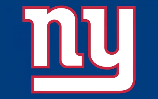 HD desktop wallpaper featuring the bold white and red New York Giants logo on a solid blue background, representing the NFL sports team.