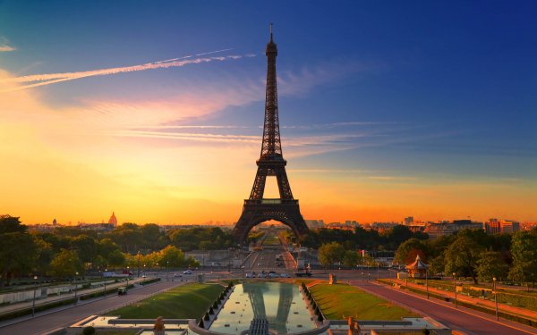 Construction Humaine Tour Eiffel Monuments France Monument Coucher de Soleil Paris Fond d'écran HD | Image