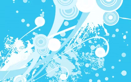 Abstract vector design with white circular and splash elements on a bright blue background, created as an HD PC desktop wallpaper and background.