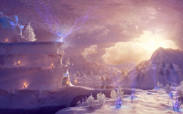 Fantasy Artistic Winter Mountain Snow Ice White HD Wallpaper | Background Image
