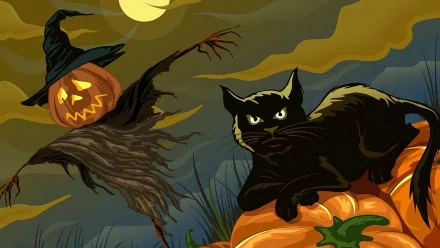 scarecrow cat holiday halloween HD Desktop Wallpaper | Background Image