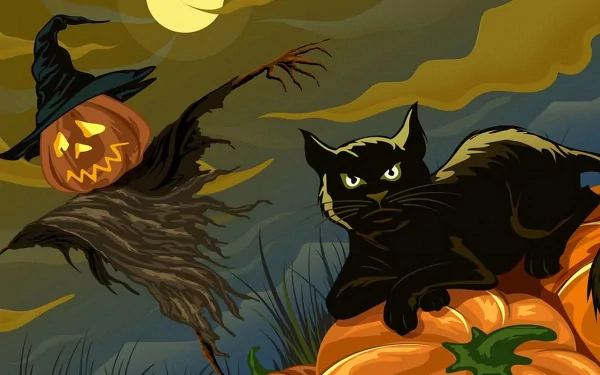 scarecrow cat holiday halloween HD Desktop Wallpaper | Background Image