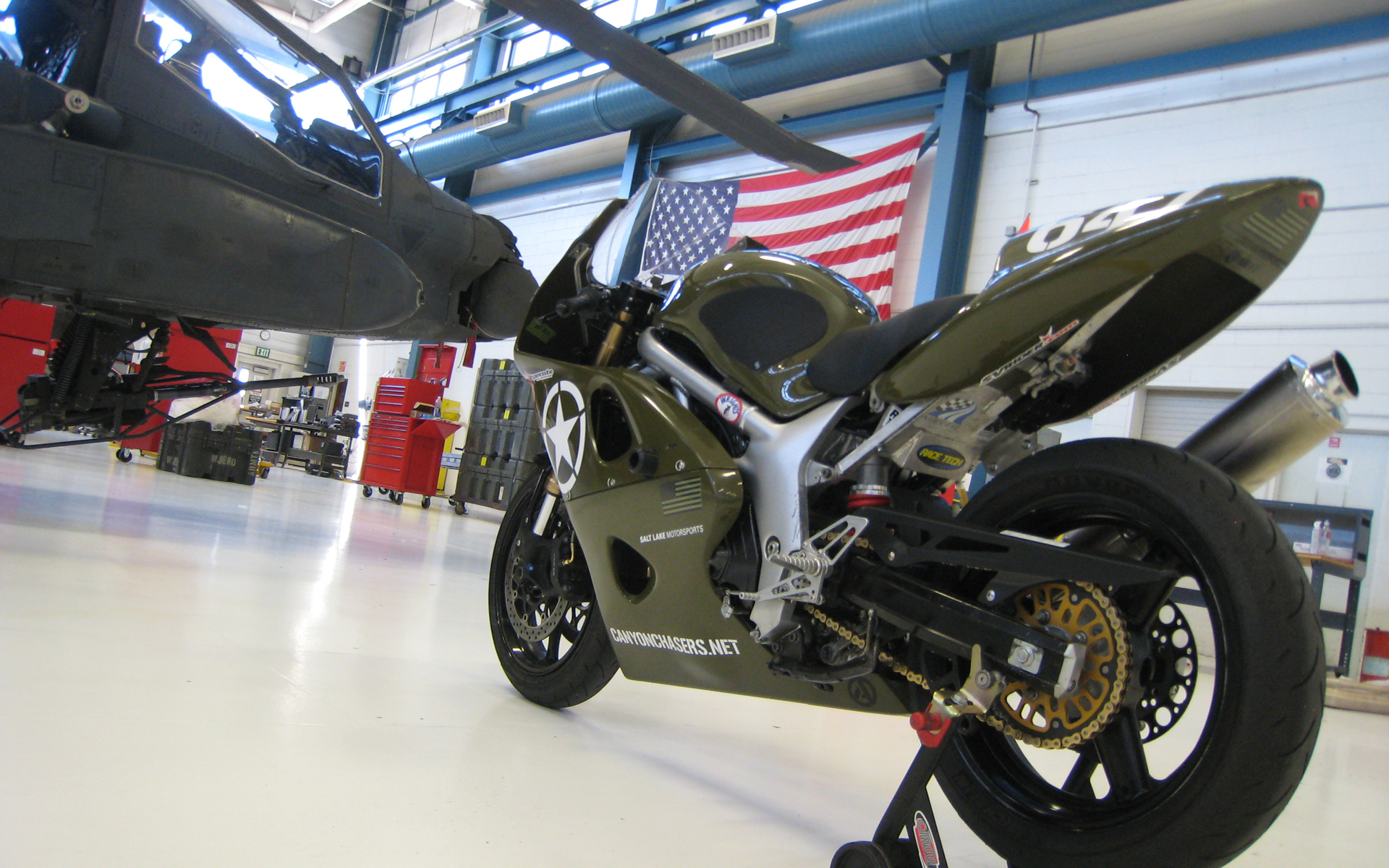 SV650 Race Motorcycle with Apache by canyonchaser