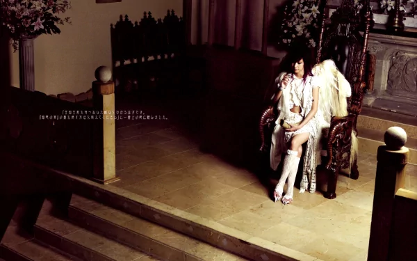 HD PC desktop wallpaper featuring Mika Nakashima in a dimly lit, elegant setting with musical and artistic ambiance.