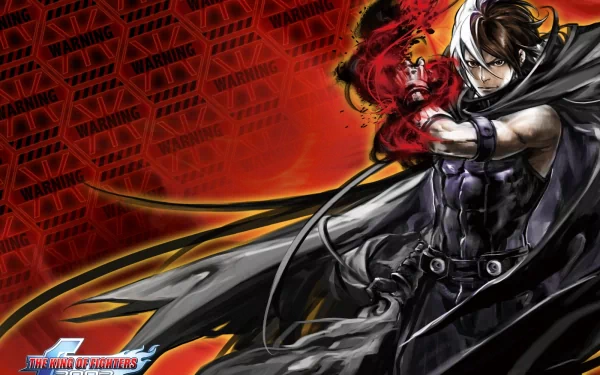 HD wallpaper featuring Nameless from The King of Fighters, showcasing dynamic action with vibrant colors and dramatic background elements related to the video game series.