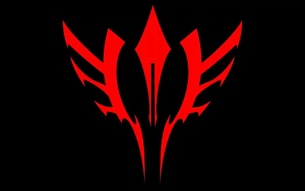 Bold red emblem from Fate/Zero anime on a black background, designed as a 4K Ultra HD PC desktop wallpaper and background.