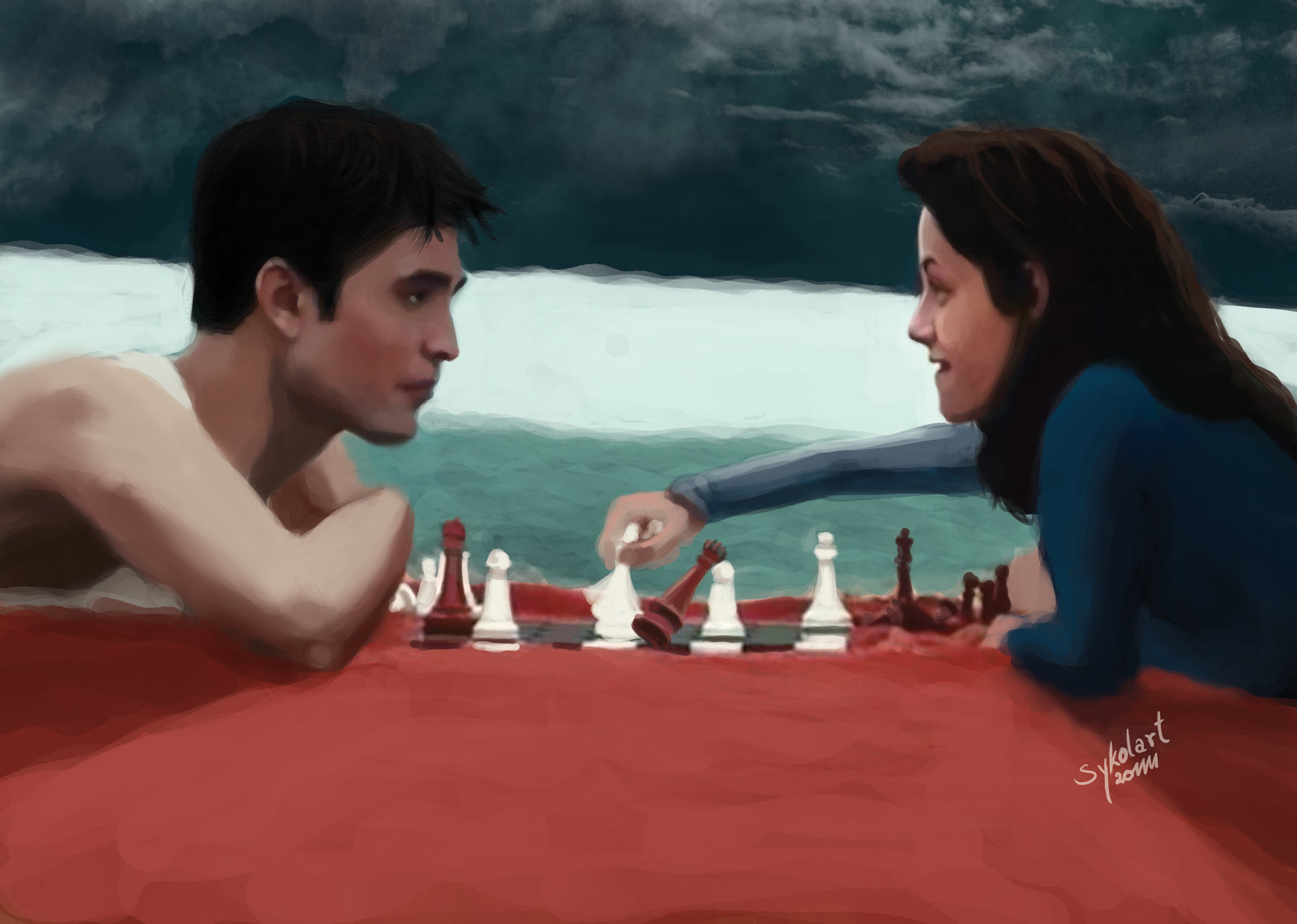 Twilight Edward and Bella love by sykolart