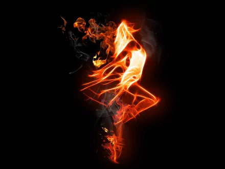 An artistic HD desktop wallpaper featuring dynamic flames and smoke, creating a striking visual effect that captures the essence of fire.