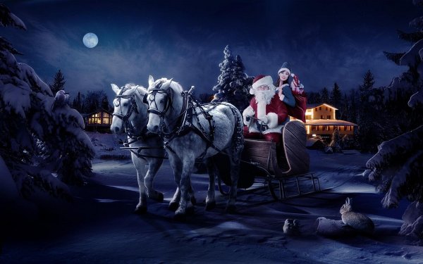 Holiday Christmas Santa Sleigh HD Wallpaper | Background Image