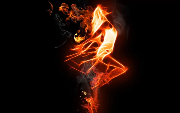 An artistic HD desktop wallpaper featuring dynamic flames and smoke, creating a striking visual effect that captures the essence of fire.