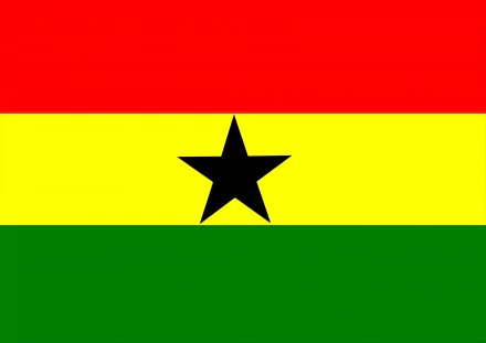 Misc 5K Ultra HD PC desktop wallpaper of the Ghana flag: horizontal red, gold and green bands with a central black five-pointed star.