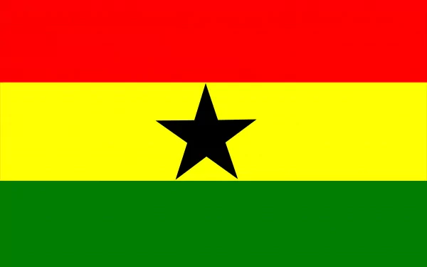 Misc 5K Ultra HD PC desktop wallpaper of the Ghana flag: horizontal red, gold and green bands with a central black five-pointed star.
