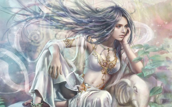 Fantasy Women Blue Eyes White Long Hair HD Wallpaper | Background Image