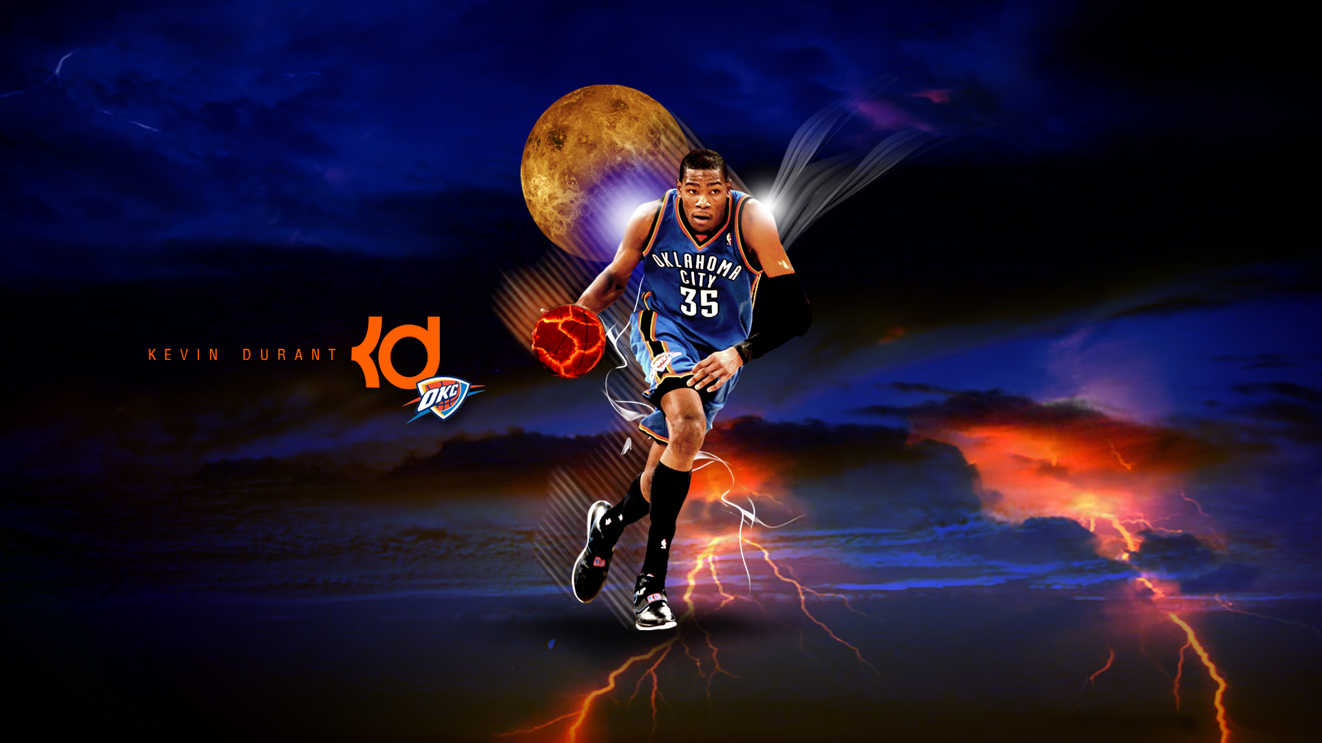 Download Oklahoma City Thunder Basketball Graphic Wallpaper