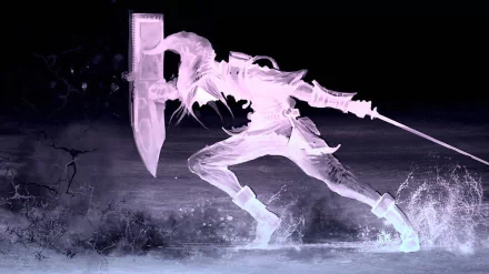 HD desktop wallpaper featuring Link from the video game series The Legend of Zelda in a dynamic pose with a shield and sword, set against a dramatic background.