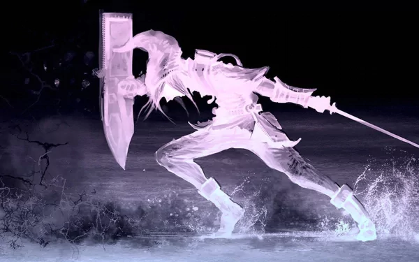 HD desktop wallpaper featuring Link from the video game series The Legend of Zelda in a dynamic pose with a shield and sword, set against a dramatic background.