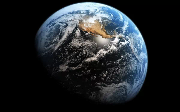 HD PC desktop wallpaper featuring a stunning view of Earth from space, showcasing the planet's natural beauty and cloud patterns against the blackness of space.